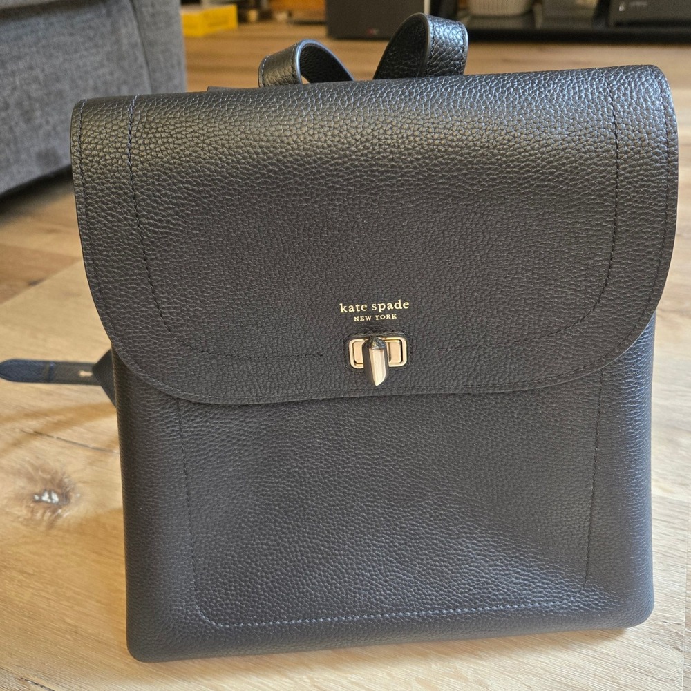 Kate Spade New York Medium Pebbled Leather Backpack Black Convertible
